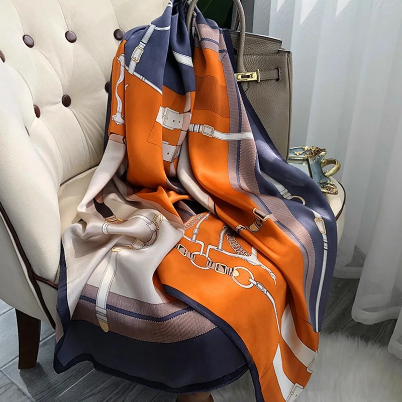 Newest Soft Comfort 100% Pure Silk Scarves Shawls For Women Flower Printed Mulberry Silk Scarf Hijab 180*65CM Real Silk Bandanas