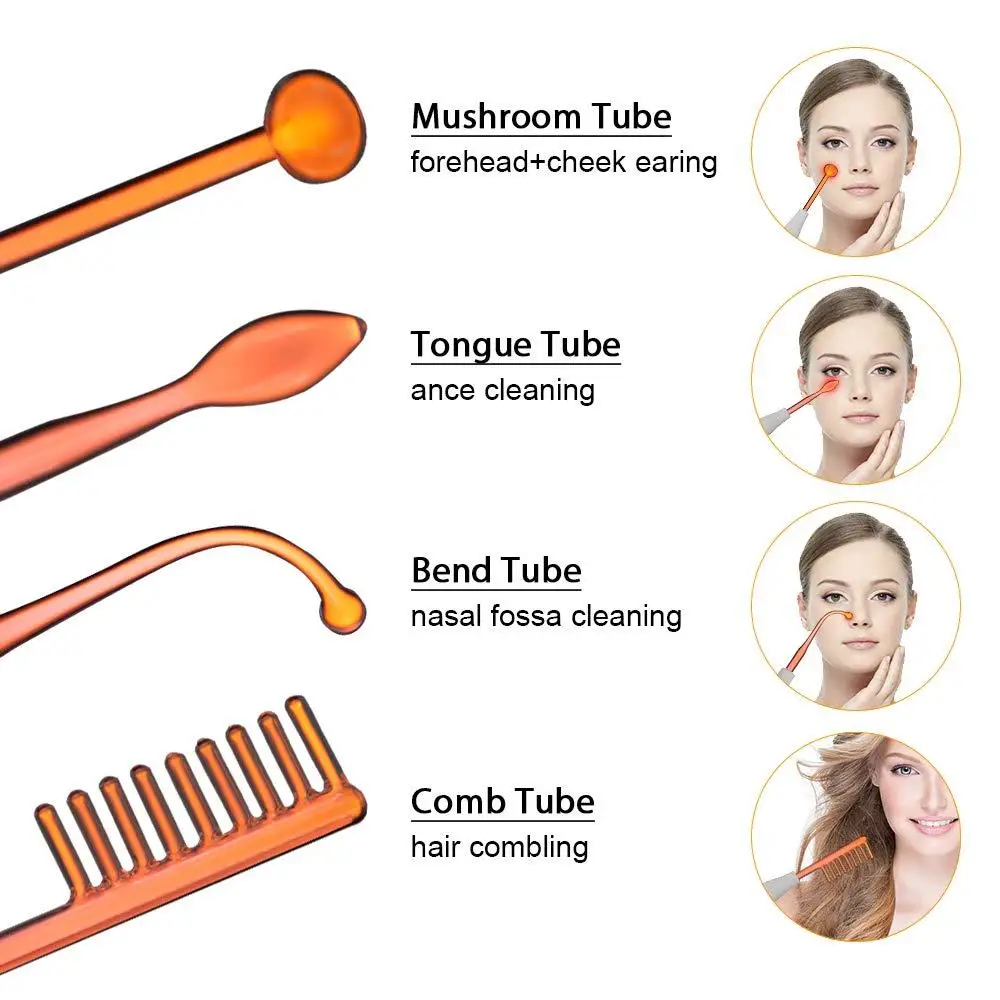 Portable 4 In 1 High Frequency Therapy Wand Handheld Electrotherapy Machine Electric Face Skin Care Beauty Tools