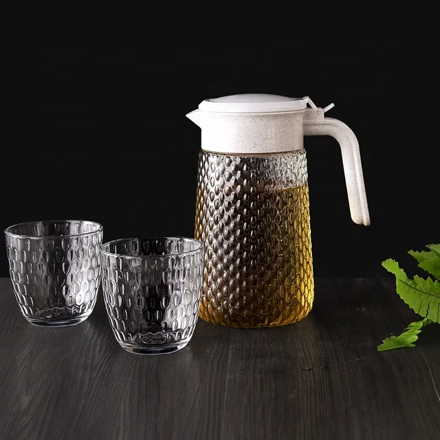 2022 Glass water pitcher for juice and iced tea, drinking glassware, glass water jug