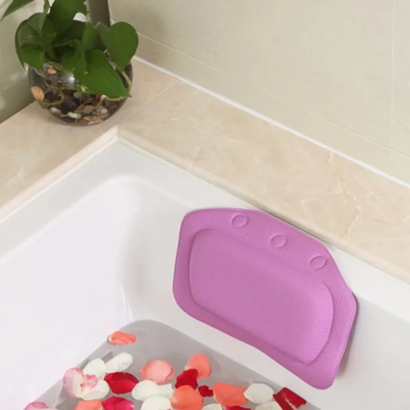 New 4 Colors Eco Friendly Comfortable SPA Bath Pillow Headrest Suction Cup Bathtub Soft Pillows Bathroom Products 21*31cm (1600492241691)