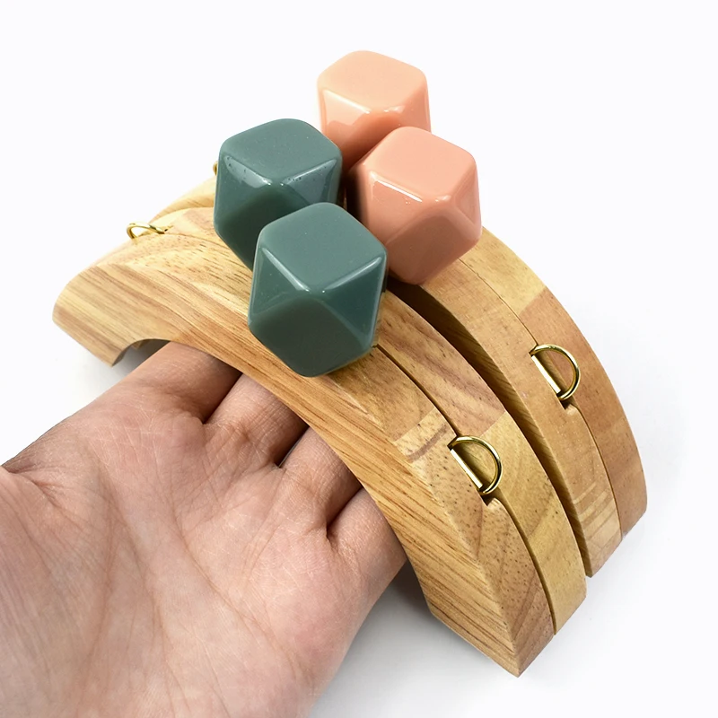 Meetee XP054 14cm DIY Wood Bag Handle Hand-Woven Accessories for Luggage Suitcase and D Ring Sewing Frame for Handbag Wallet