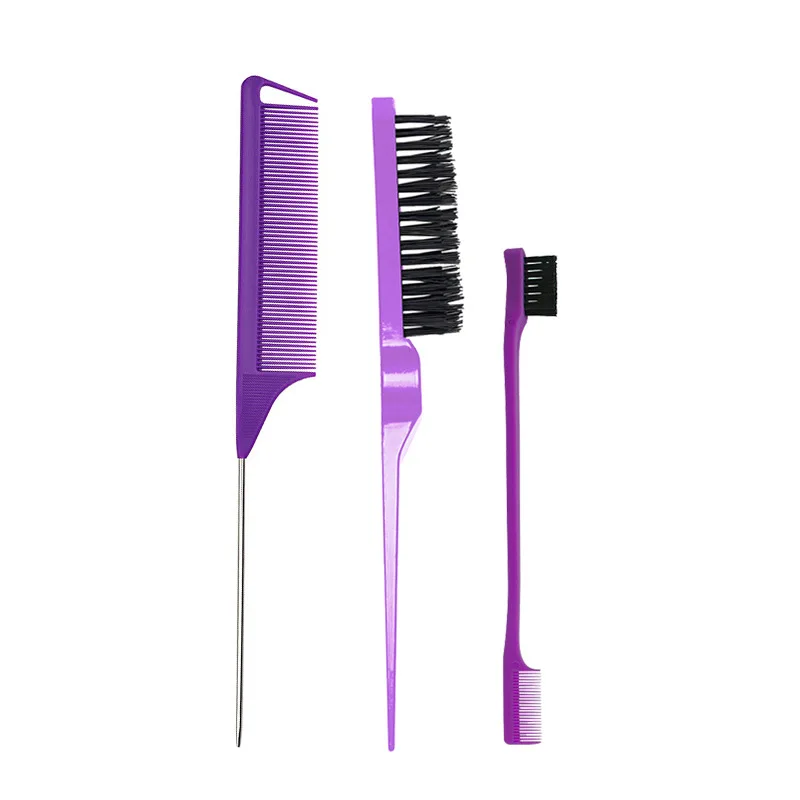 3 Pieces Hair Styling Comb Set Hair Styling Comb Massage Salon Barber Shop Tools Teasing Hair Brush Rat Tail Comb Edge Brush