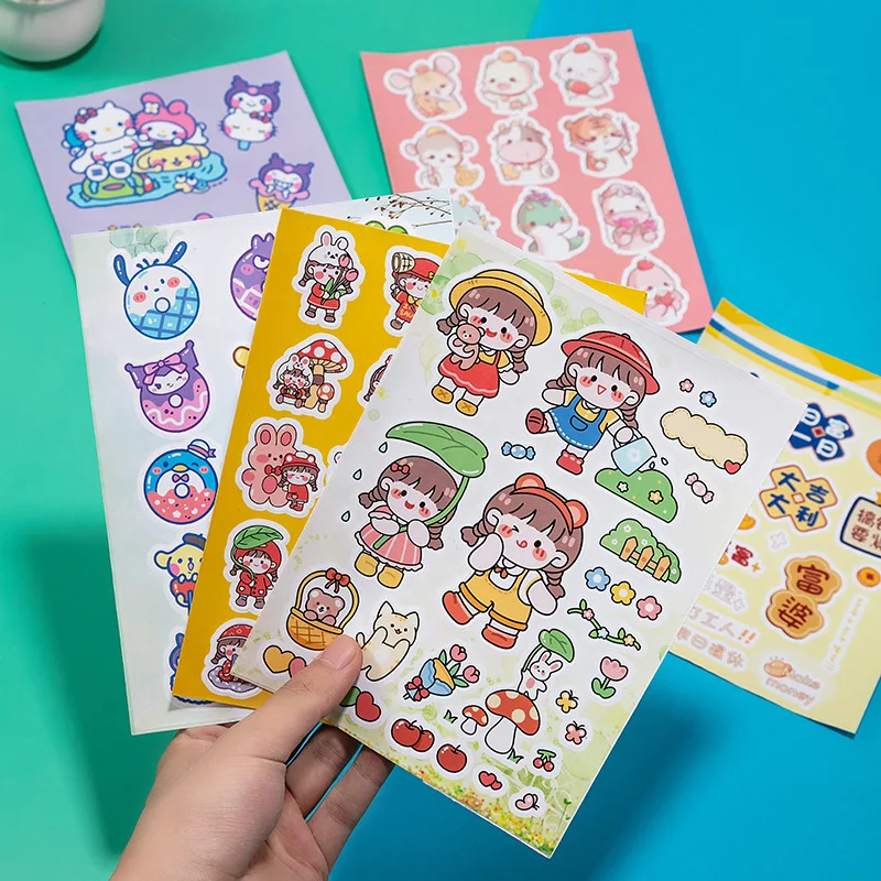 Cartoon sticker DIY hand ledger printing waterproof PVC customize double sticker transparent UV self-adhesive sticker custom