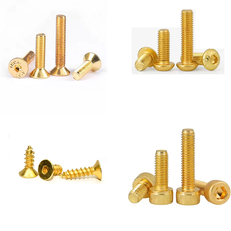 M2 M3 Custom Titanium Fastener Gold Plated Torx Round Button Head Screws