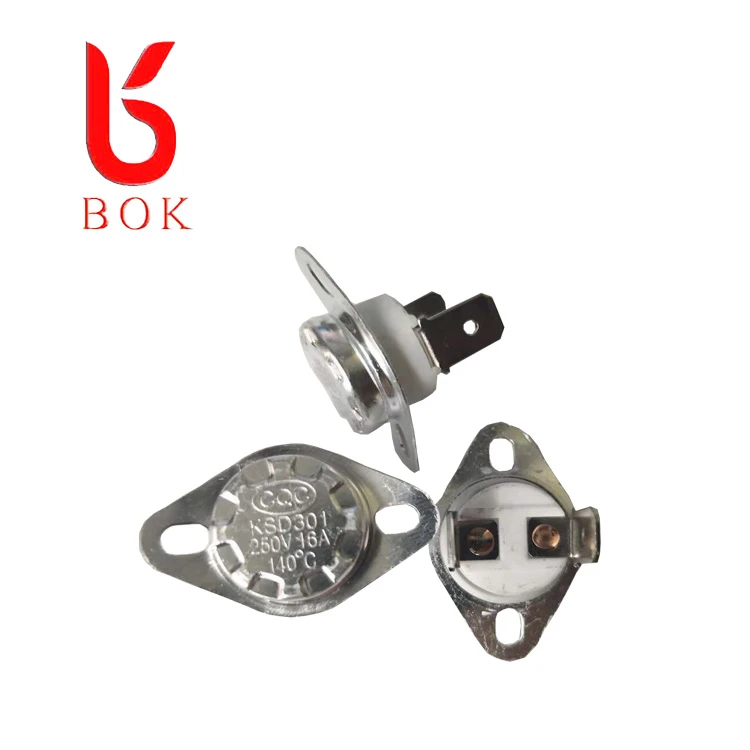 KSD301 Ceramic Thermostat 16A 80 degrees Normally closed Vertical foot fixing ring Thermal protector Temperature control switch