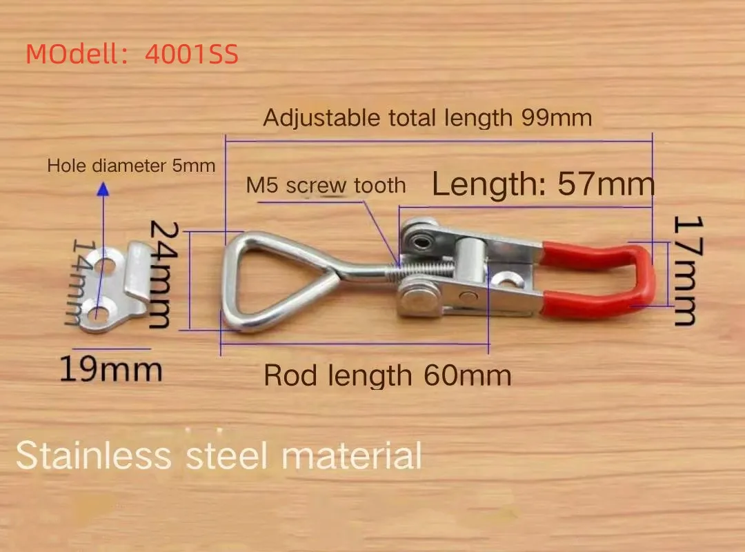 4001 4002 4003 Gravity  Inox  Adjustable Clip Type Door Cabinet Fastener Metal Toggle Hasp Toggle Latch Toolbox Latch