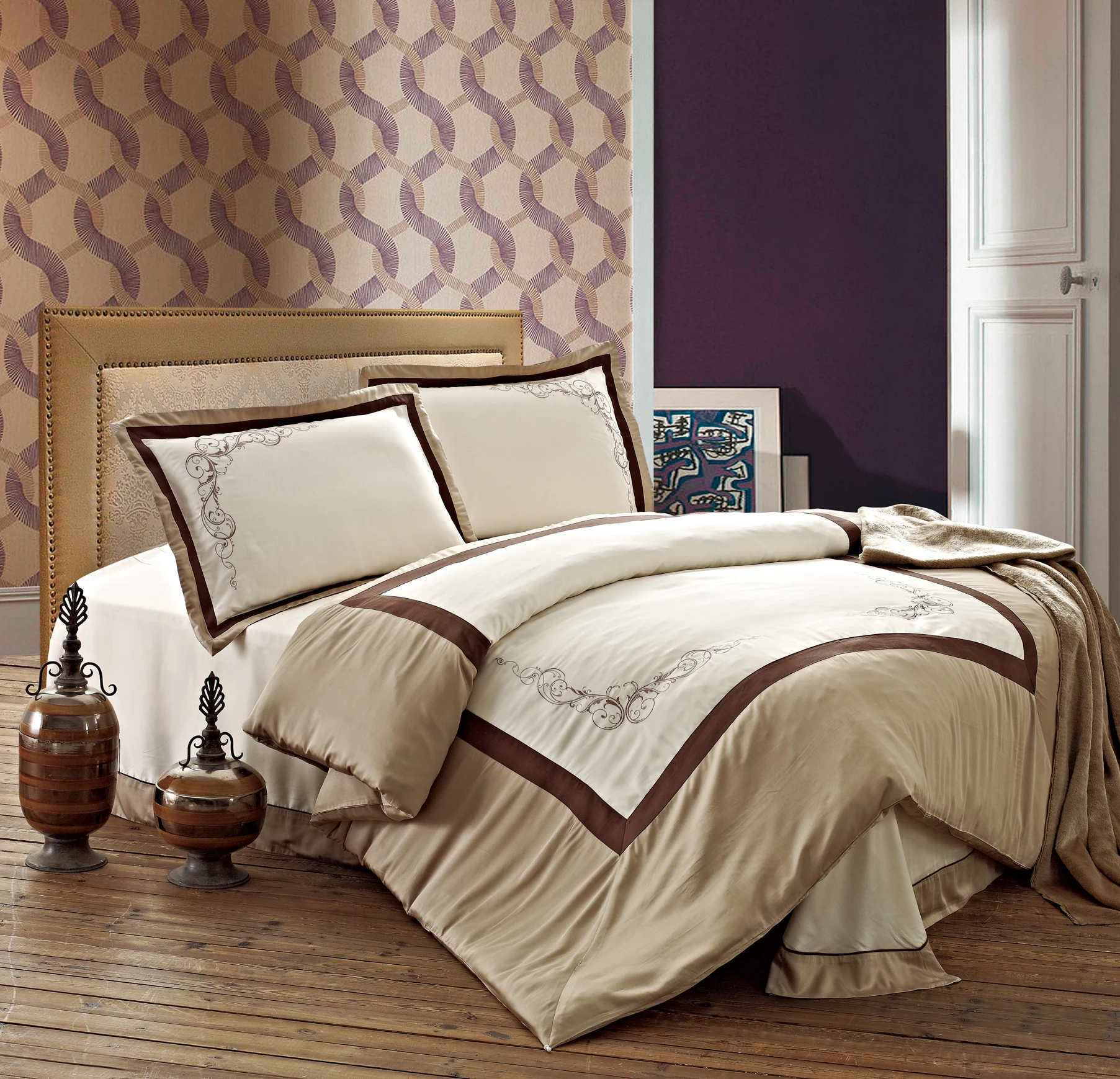 
4 piece luxury home duvet cover bedding set 100% cotton 