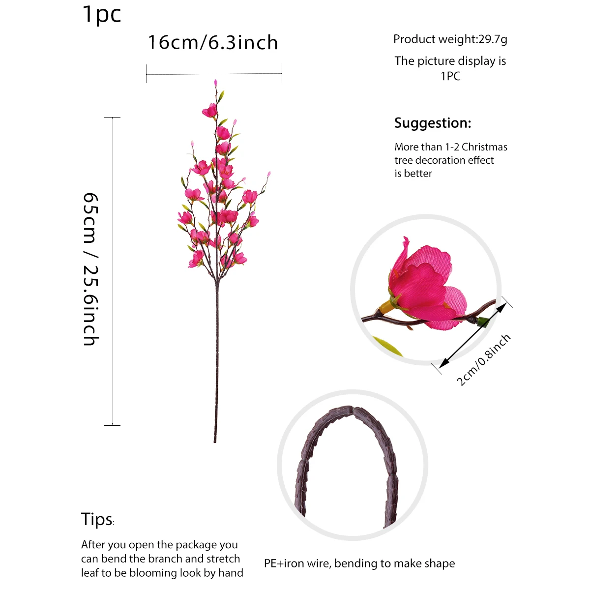 LY-010696 Wedding Table Centerpieces Small Branch Artificial Peach Cherry Blossom Flower For Indoor Decoration