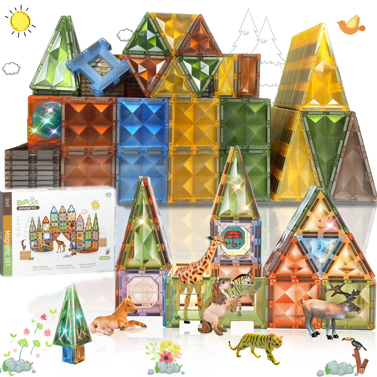 Инновационные 2025 развивающие блоки 3D магнит строительные игрушки сельскохозяйственные животные светящаяся Алмазная Магнитная плитка набор