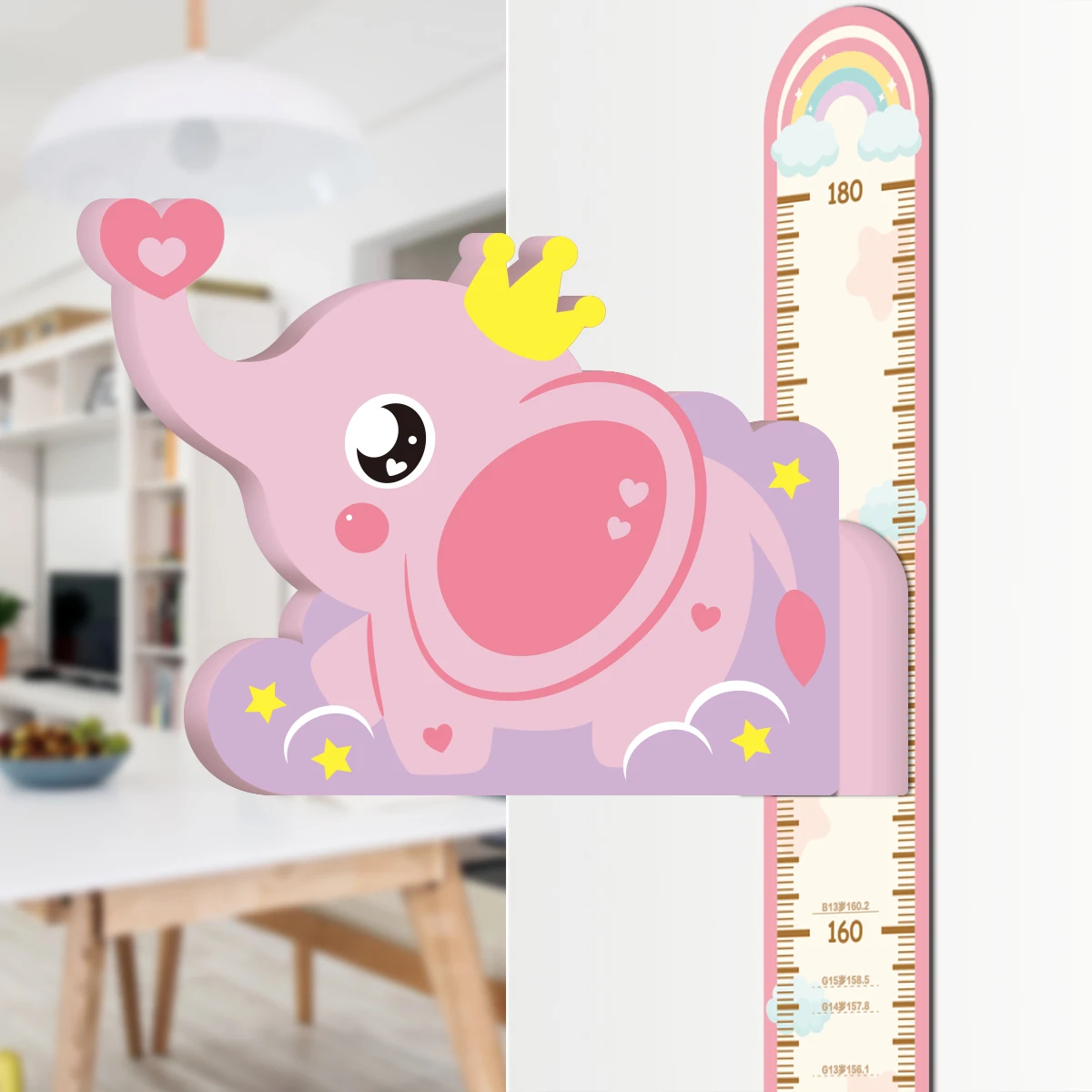 Baby Height Growth Chart Ruler for Kids Room Decor Wall Stickers 3D Movable Height Ruler Nursery Animal Wall Decals