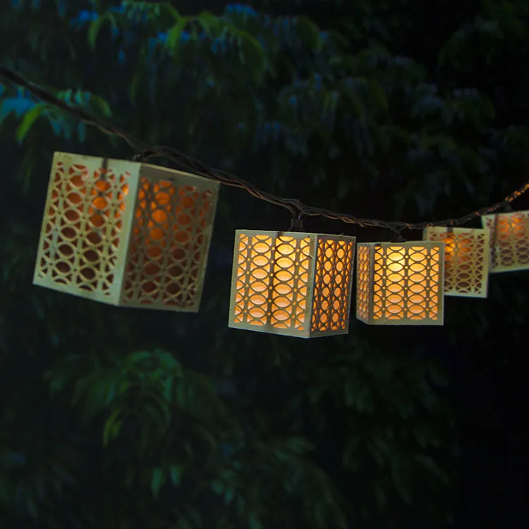 8.5FT Wooden Hollowed String Lights Outdoor Summer String Lights