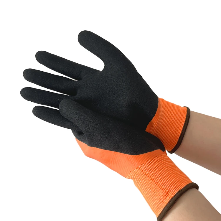 Cheap better 15 gauge nylon double latex rubber insulated resistant winter outdoor general purpose gloves safety gloves for work