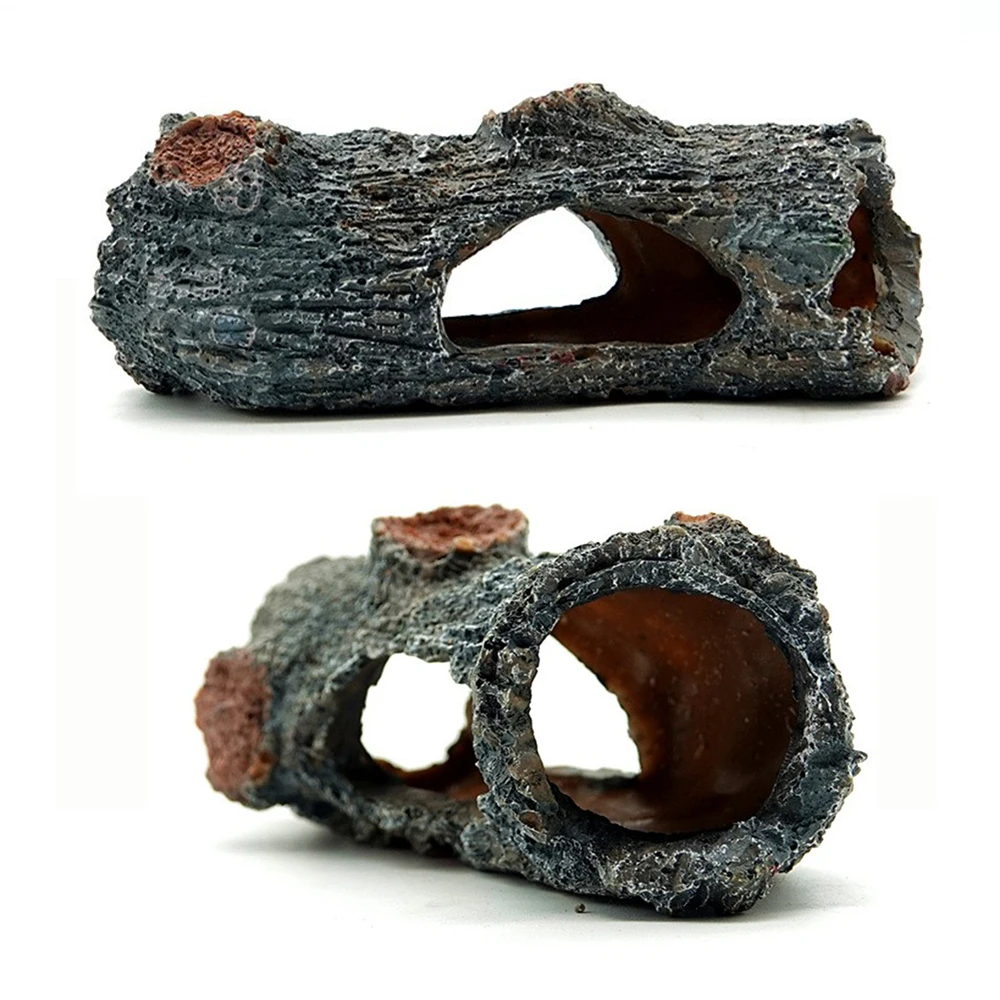 Aquarium Hollow Tree Trunk Ornament Fish Hideout Hideaway Gecko Hide Cave Small Animal Habitats