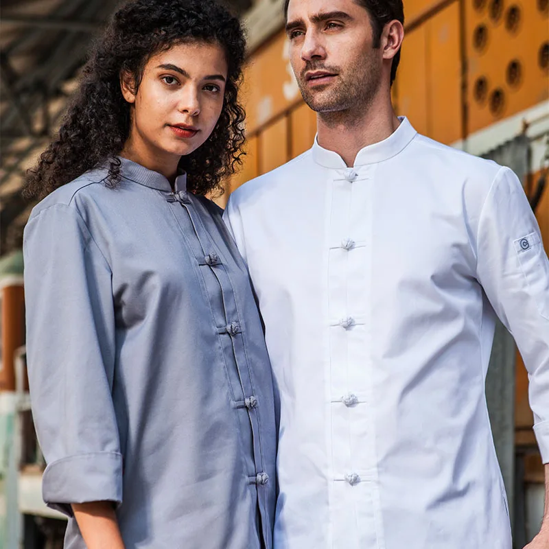 CHECKEDOUT long sleeve chef clothes with single breasted chef coat restaurant wear executive chef uniform