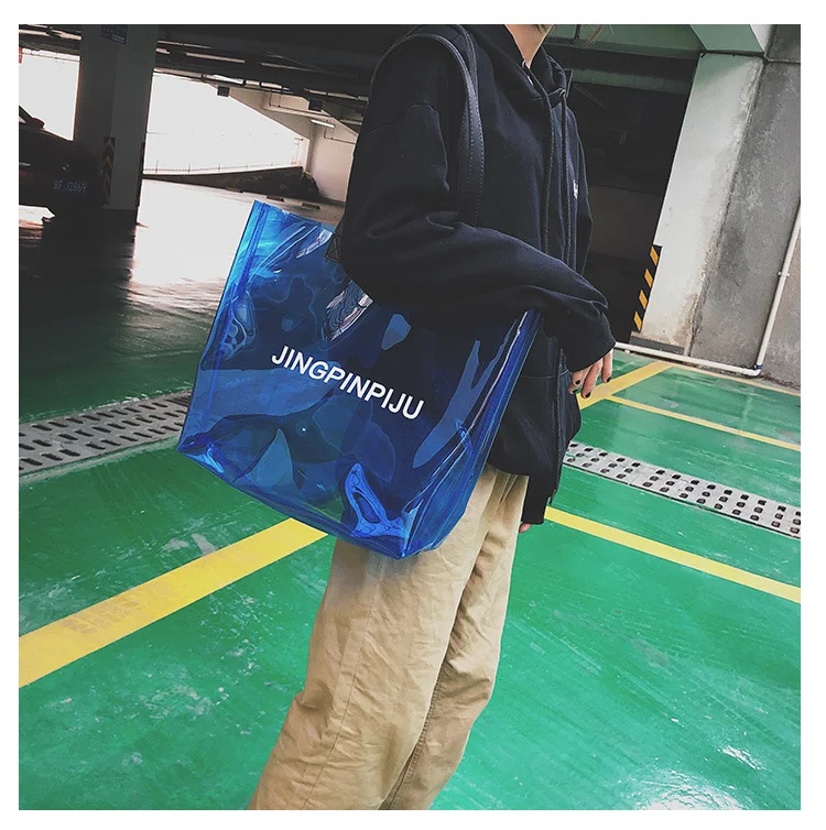 Personalized candy colored high-quality custom letter waterproof large capacity shopping gift pvc bag