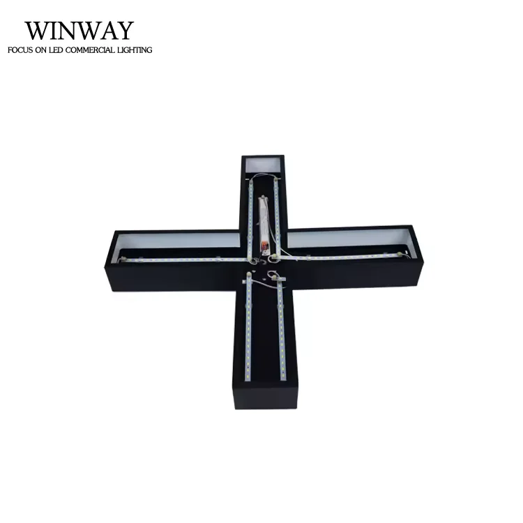 Office Modern Cross chandelier Architectural indoor decorative pendant X-Shaped LED linear lights