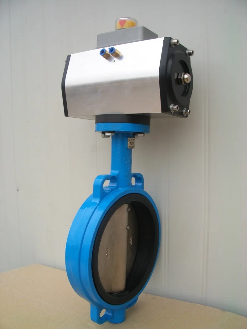 
Hot selling ductile iron Wafer butterfly valve with pneumatic actuator 