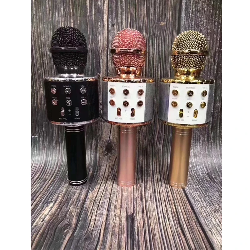 WS-858L Portable KTV Wireless Karaoke Microphone With LED Lights Home Party Hifi Speaker