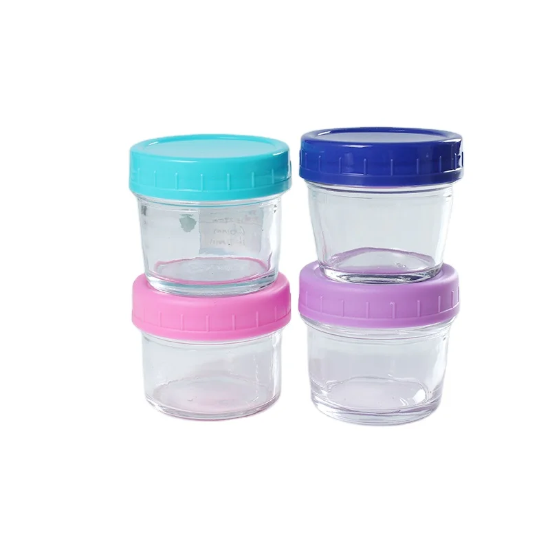 4oz /6oz/8oz Glass Jar Baby Food Container Baby Feeling Set Food Storage Glass Jars With plastic  Lids