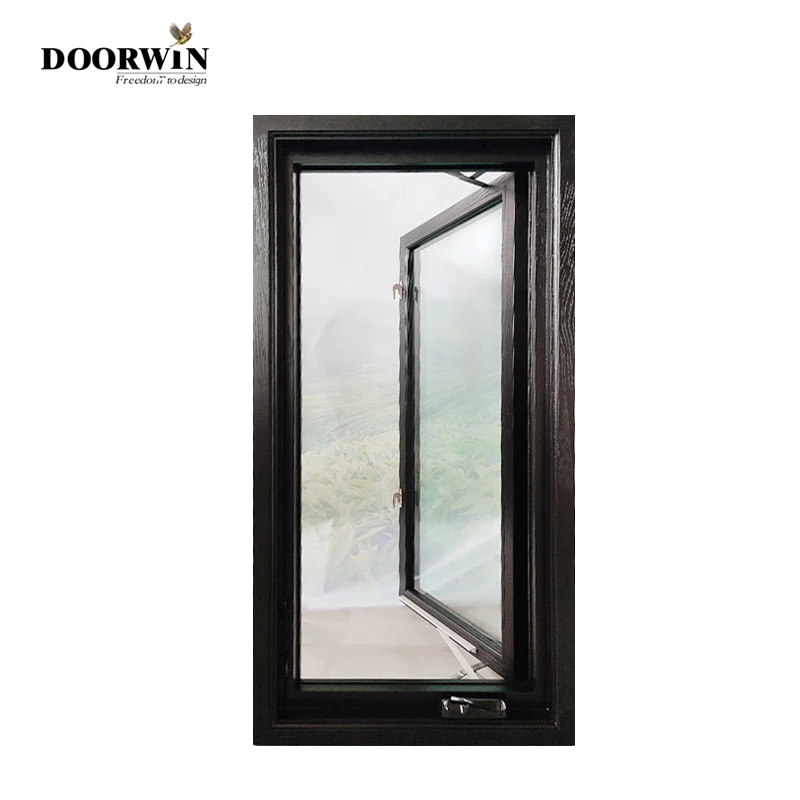 Современный дизайн алюминиевое деревянное окно с кривошипной ручкой для дома