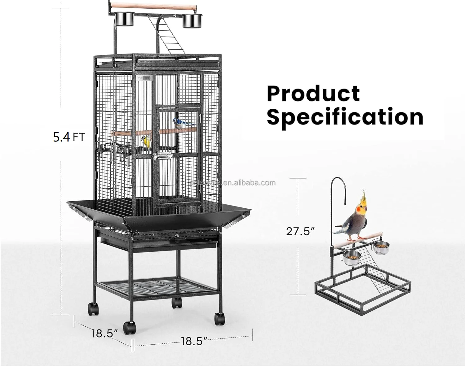 Play Top Roof Parrot Aviary Bird Cage