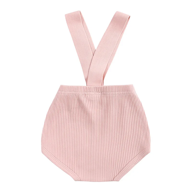 Baby clothing Spring summer Korean version of baby two-button pants suspenders cotton solid color Rowan
