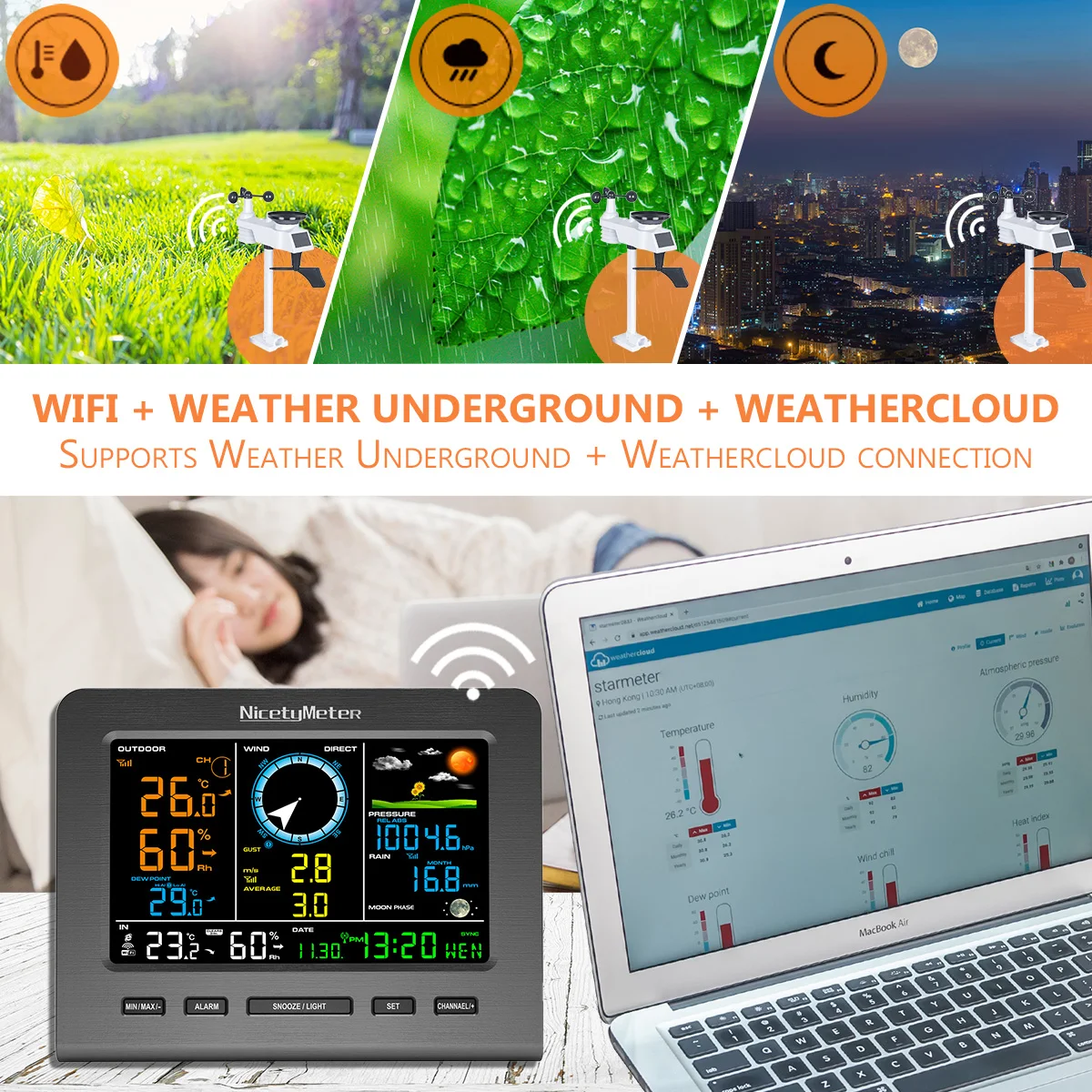 Hot FT0366 WIFI Smart Radio Frequency Weather Station
