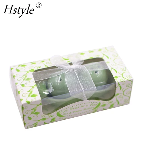 Seasoning Can Two Peas in Pod Ceramic Salt Pepper Shaker Wedding Party Gifts Set Wedding Favor Two Pea Pod Ceramics SD1661