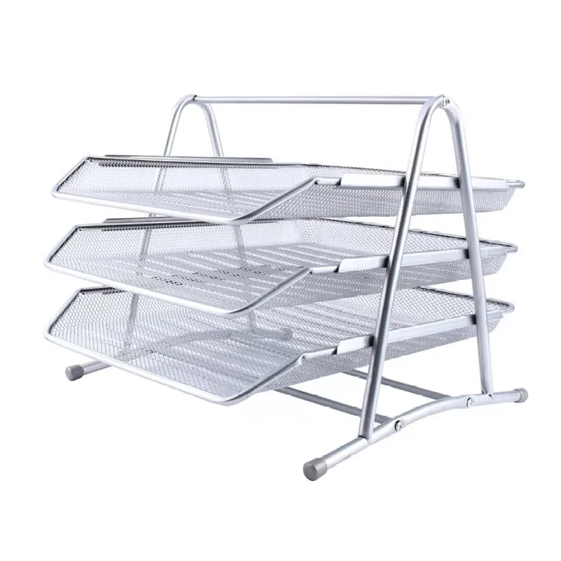 Stretchable 3-Tier Home Office Desk Organizer A4 Paper Document File Tray Book Shelf  Metal Wire Mesh Storage file Holder