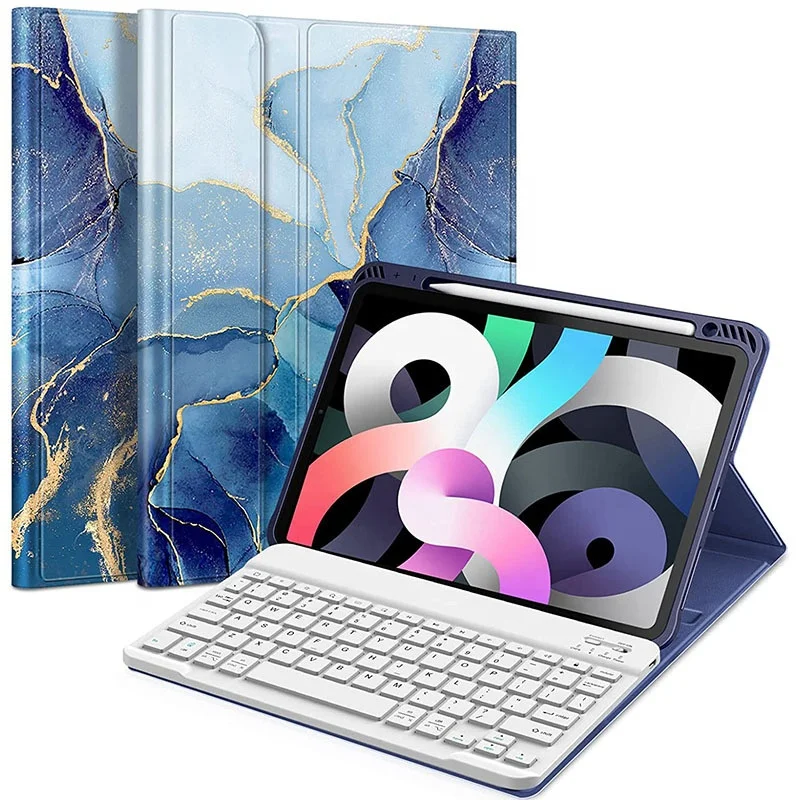Wireless Blue tooth Keyboard Pencil Holder Auto Sleep Wake TPU Shell Tablet Folio Stand Keyboard Case Fit iPad 10 2022 Pro 12.9