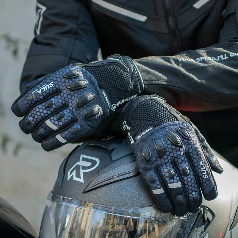 SULAITE Summer Bike Gloves Bicycle Riding Full Gauntlet Riding Gloves Racing Cross Bike Motorbike Gloves