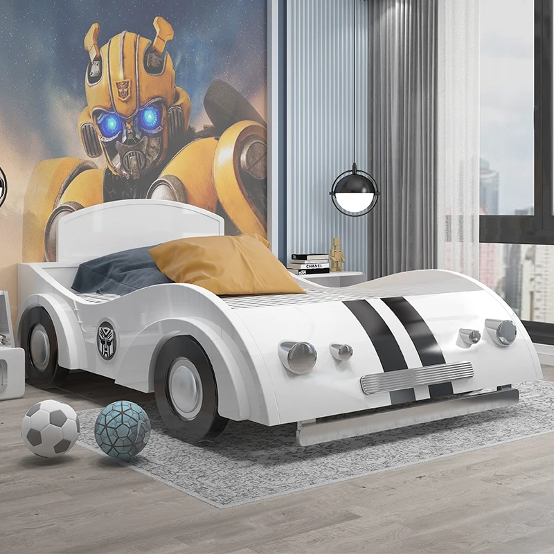 Attractive  Children Beds White solid wood  racing car shape bed furniture car bed kids children