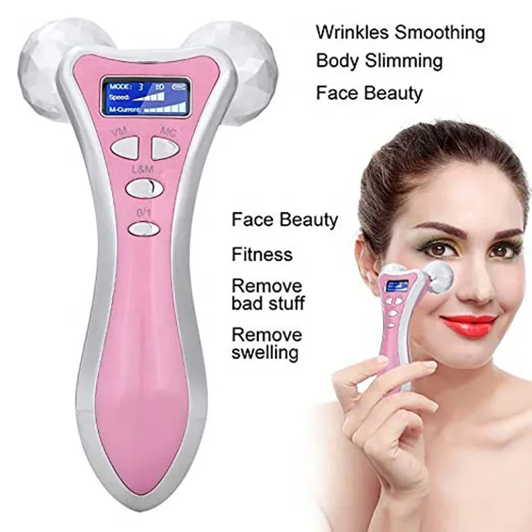 Micro-current Vibration Massager 3D Roller Facial Massager Y Shape Rotating V Face Lift Face Massage