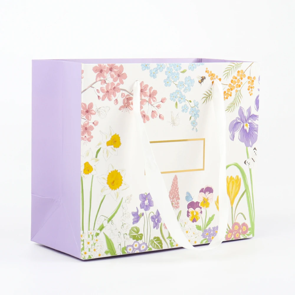 Free design purple party paper bag creative small fresh paper color gift bag