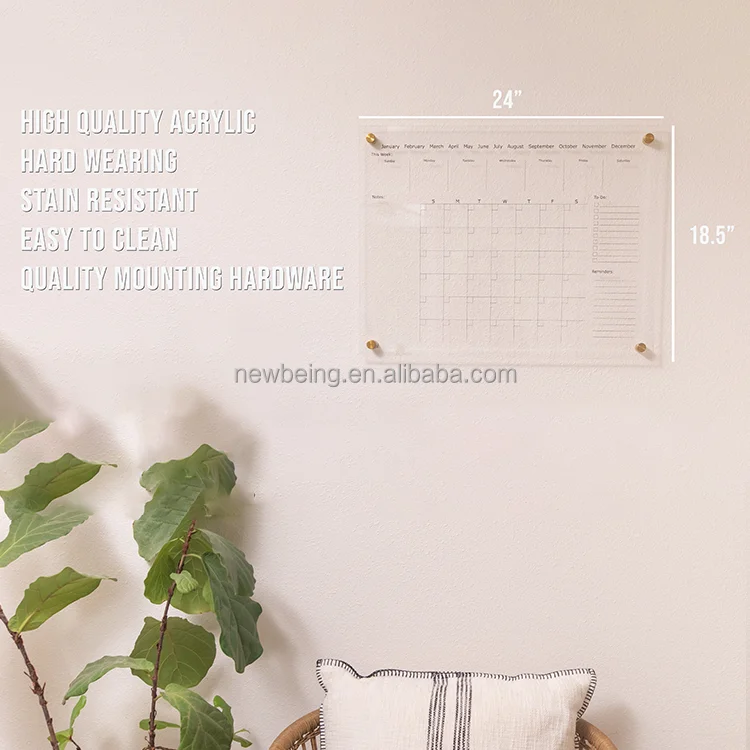 Custom Acrylic Family Weekly Planner Personalized Monthly Calendar Dry Erase Board For Wall