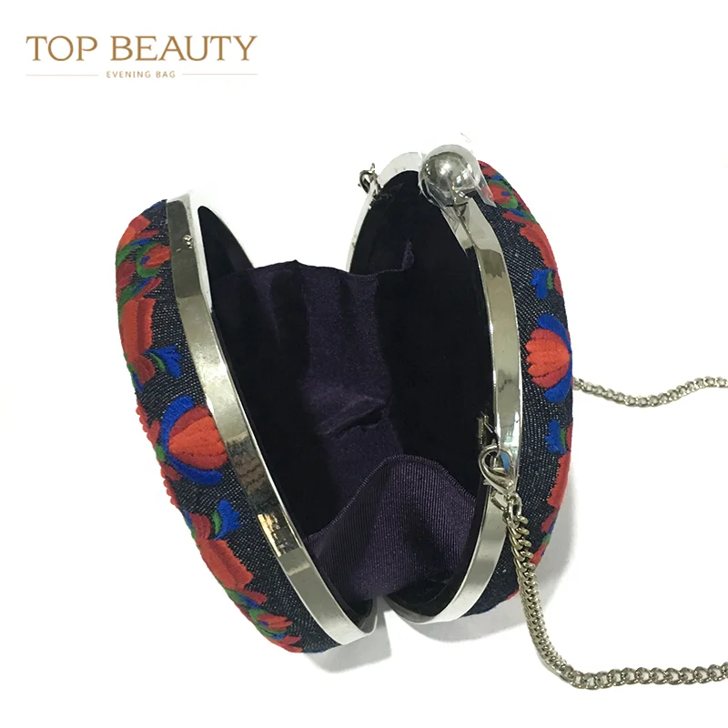 
Most popular handmade sling shoulder hand bag polyester crystal chain unique clutch bags custom print clutch bag 