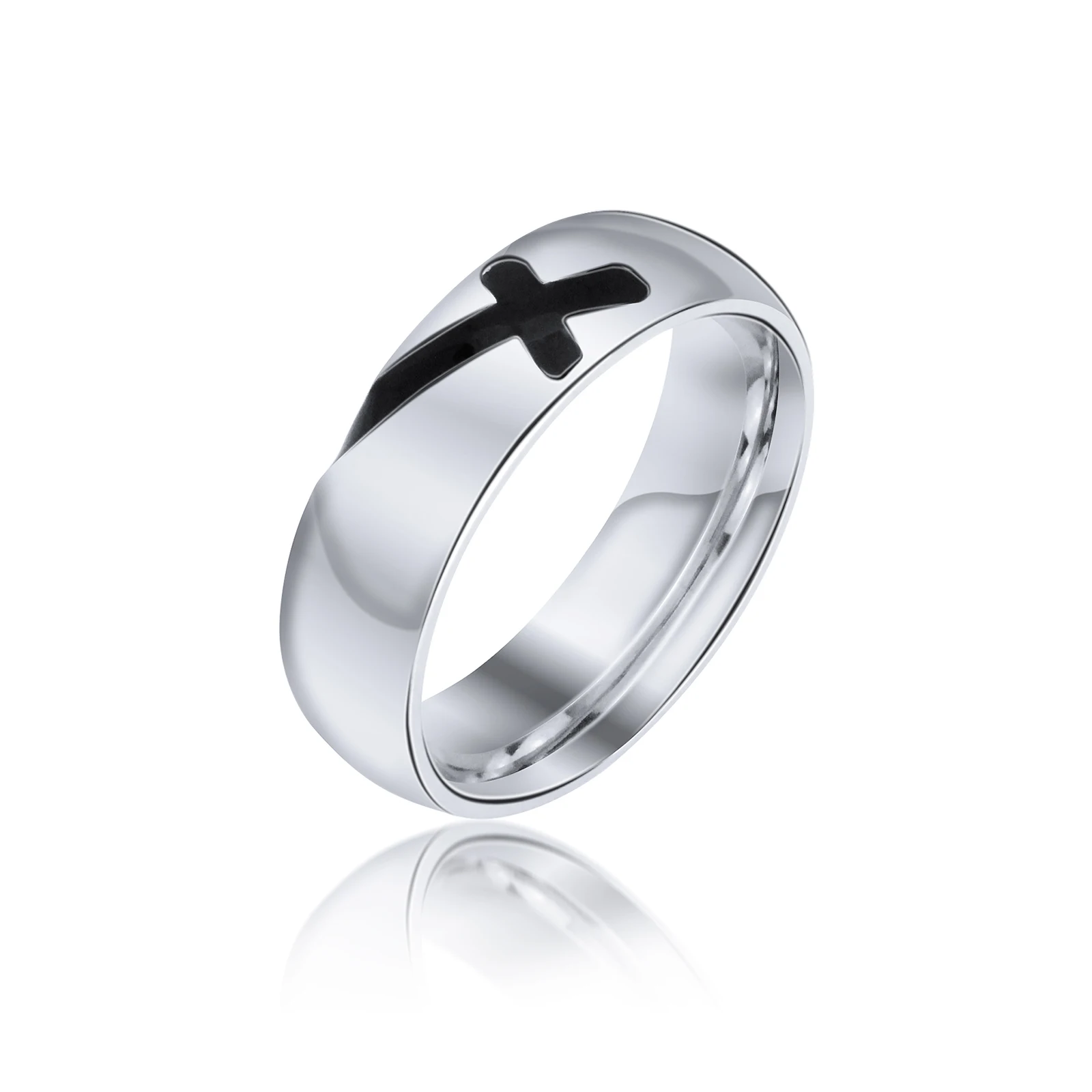 Cross Ring Stainless Steel Ring Fashion Men Women Unisex Simple Style Jewelry