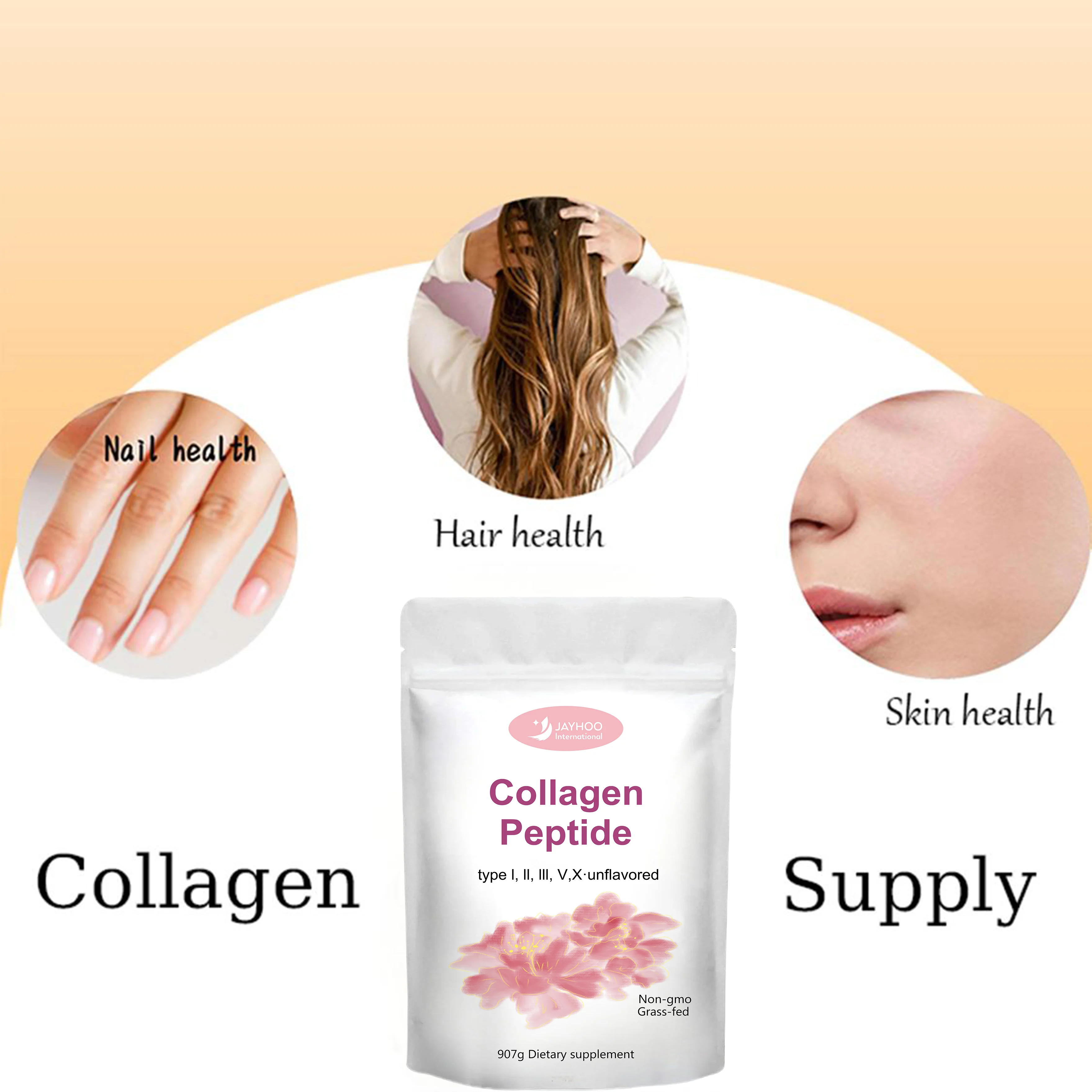 OEM ODM Collagen peptide powder,support hair nail skin and joint health collagen supplement Collagen drink