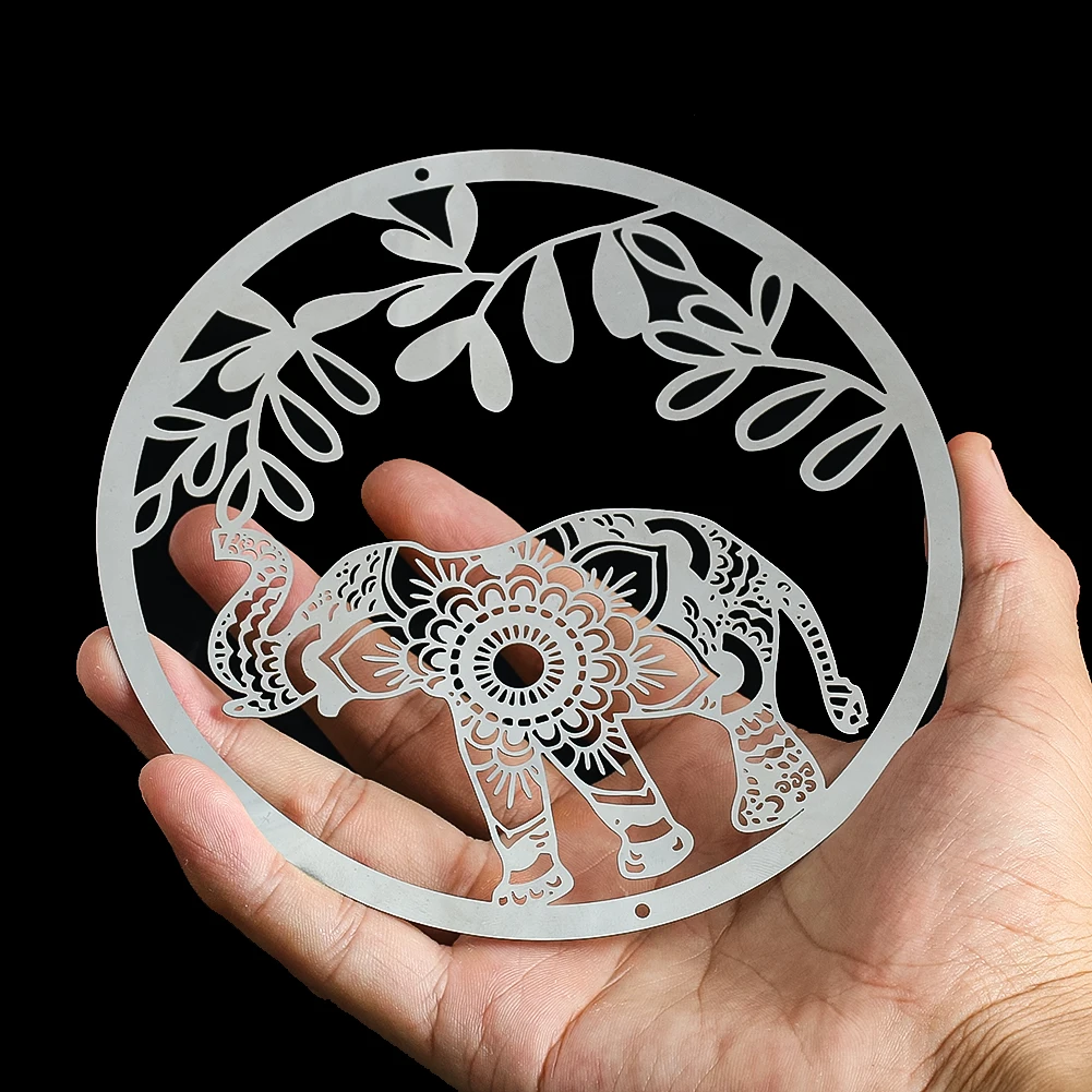 Amulet Elephant Hanging Decor DIY Wind Chimes  Sun  catcher Hollow Mandala Bird Repellent Scarer