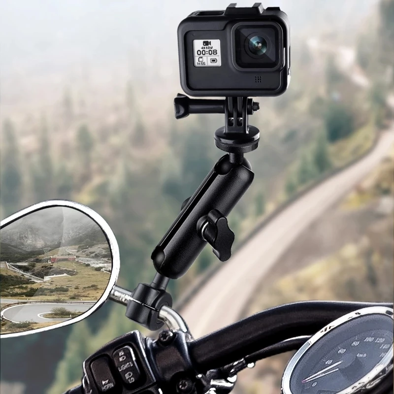 Metal Motorcycle Bicycle Camera Holder Handlebar Mirror Mount Bike Bracket for GoPro Hero 9 8 10 Phone Action Camera Accessories
