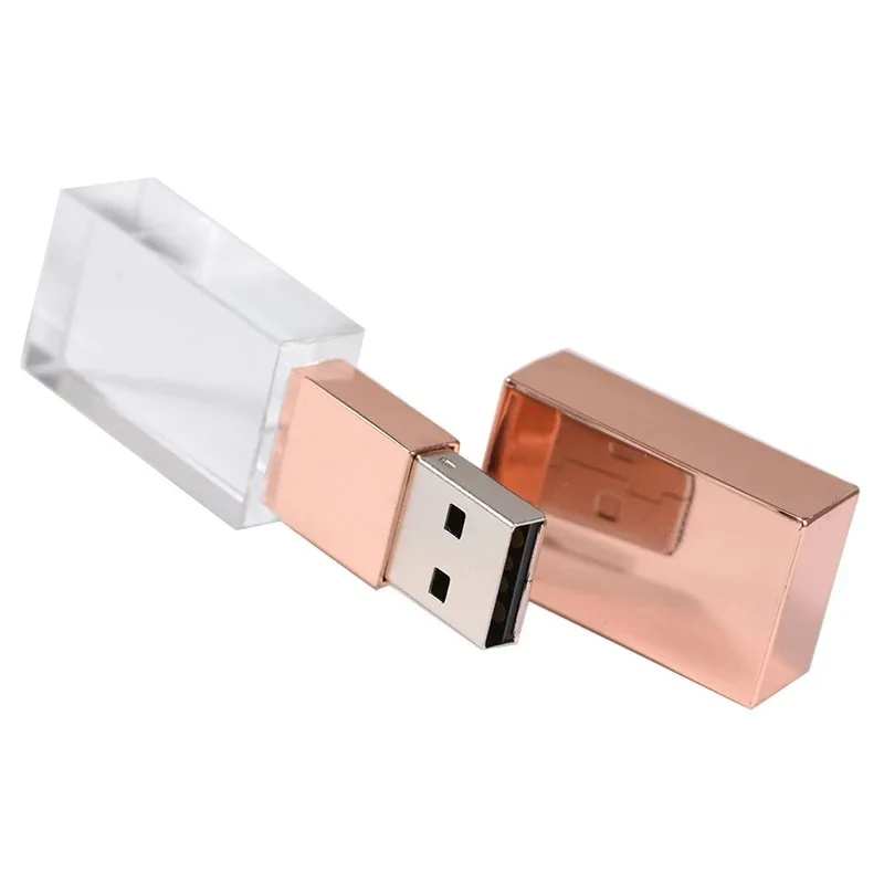 Crystal Usb 3.0 Sticks Custom Logo 4GB 8GB 16GB Glass Flash Drive 2.0 White Box Pen Drive 32GB 64GB