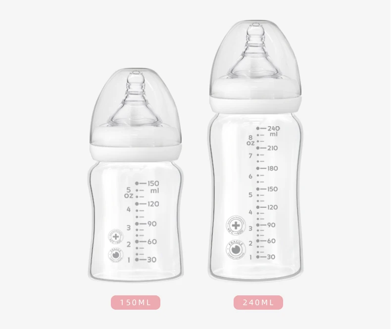 factory wholesale Accept high quality newborn baby milk bottle high borosilicate baby glass feeding bottle