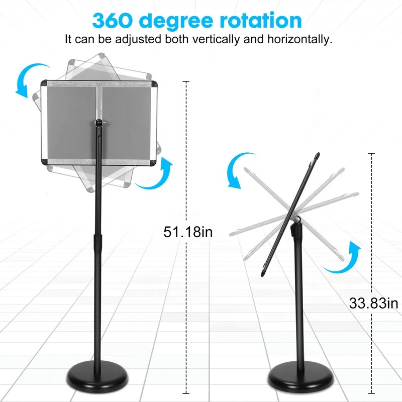 Sign Holder 11x17 Inch, Adjustable Floor Sign Stand with Heavy Duty Base, Aluminum Poster Frame