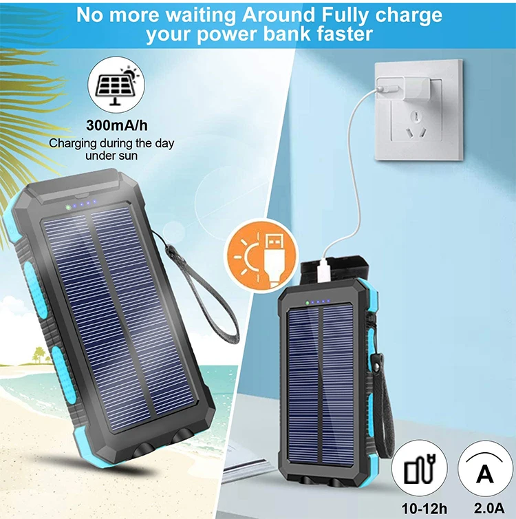 
Wholesale 30000mah Waterproof Dual USB Solar Power Panel Cell Phone Charger Solar Power Mobile Battery Charger Solar Power Bank 