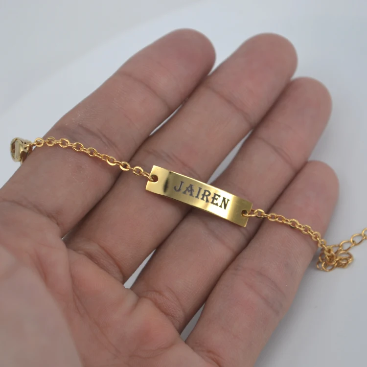 18K Gold Plated Stainless Steel Custom Personalized Baby Name Bracelet
