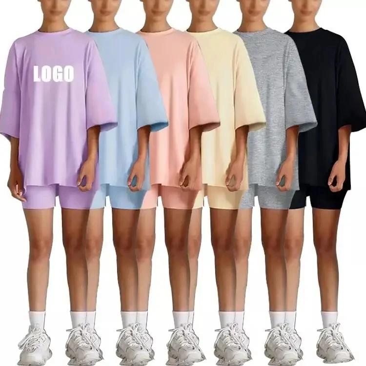 Mommy And Me Matching Outfits Summer Loose Casual T Shirt Shorts Mom & Daughter Two Piece Set Custom Logo