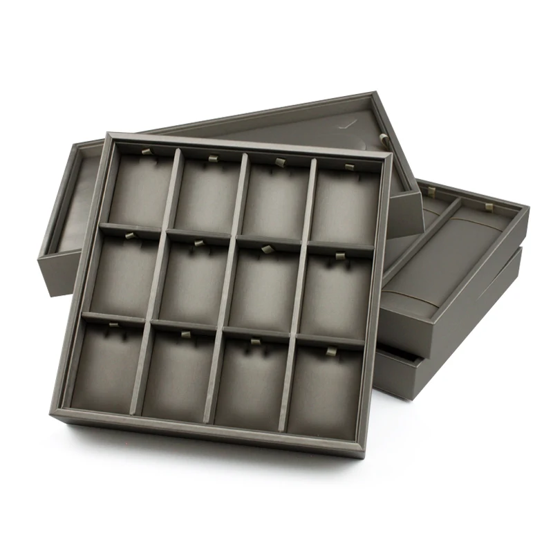 Wholesale  PU Leather Display Jewelry Luxury Jewelry Tray Display for Ring Necklace Earring Custom Jewelry Display Tray