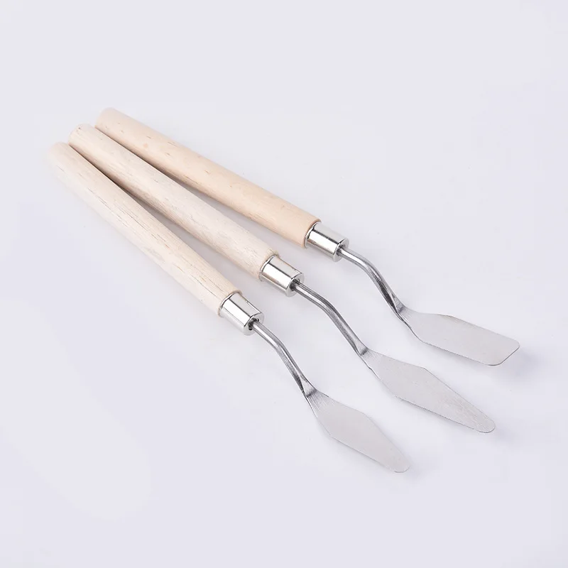 Gouache paint oil painting scraper set wood stainless steel flat head pointed paint scraper art scraper manufacturer