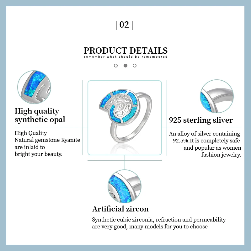 XYOP True 925 Sterling Silver Opal Ring Geometric Design Blue Synthetic Opal lucky Ring Fashion Trend