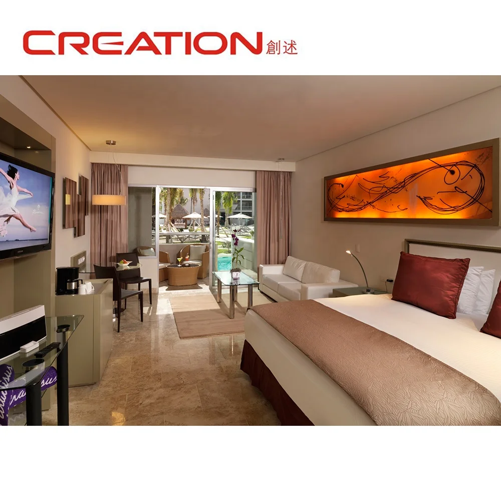 Custom complete set high quality resort hotel furniture bedroom double